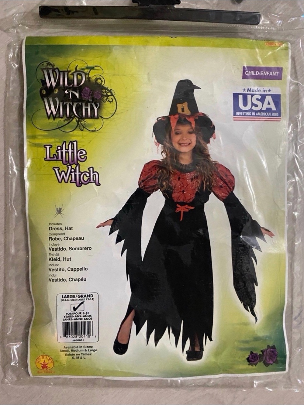 Little Witch Halloween Costume 3 Piece Set Girls Size Large 12 14 Wicked Wizard
